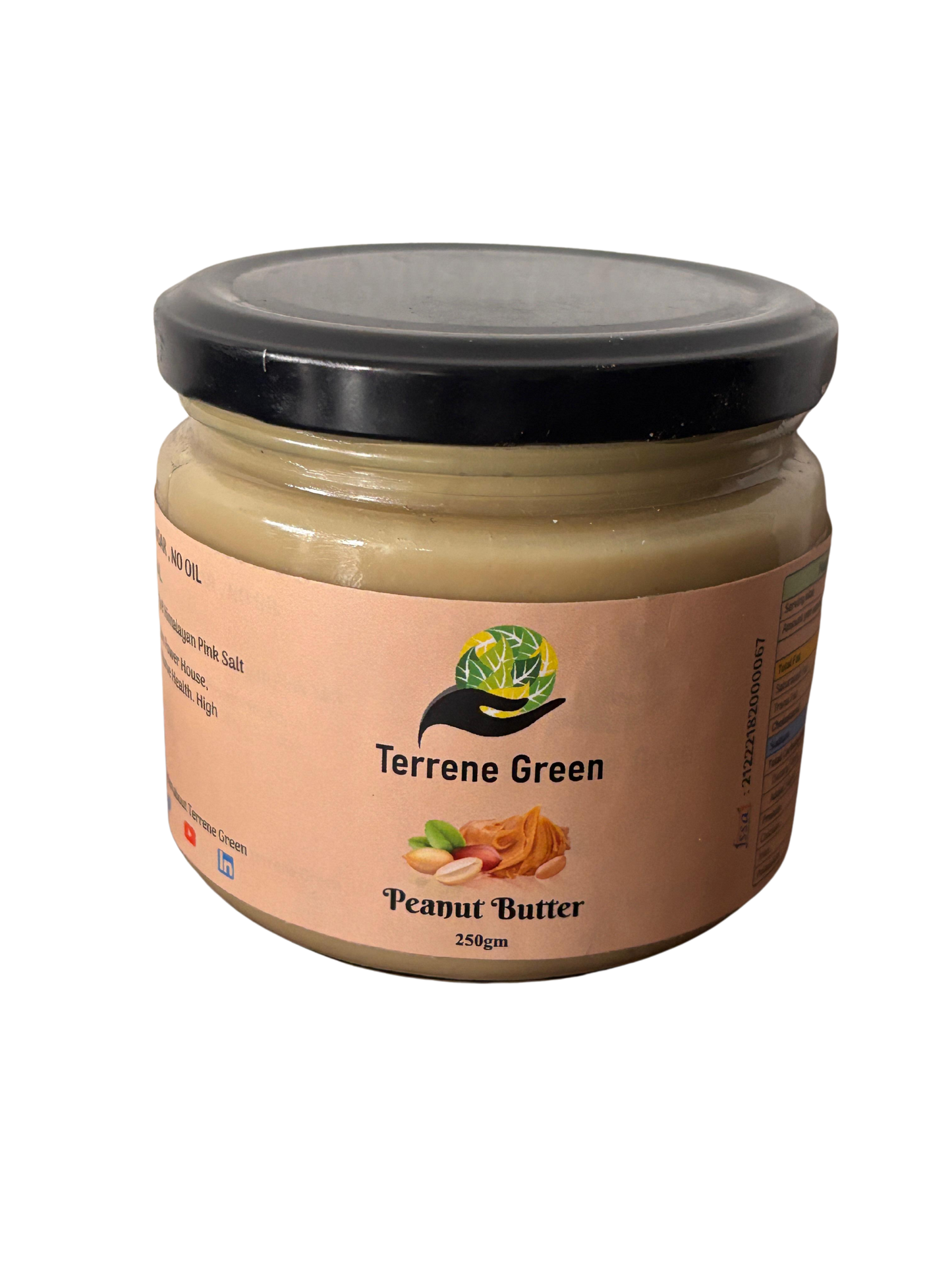 TerreneGreen Natural Peanut Butter – 250g | With Himalayan Pink Salt