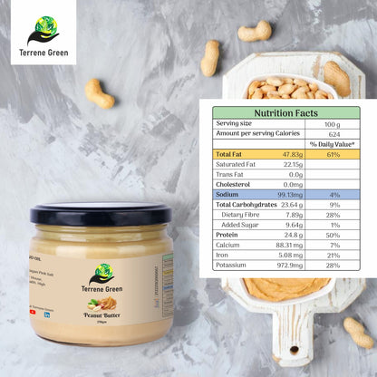 TerreneGreen Natural Peanut Butter – 250g | With Himalayan Pink Salt